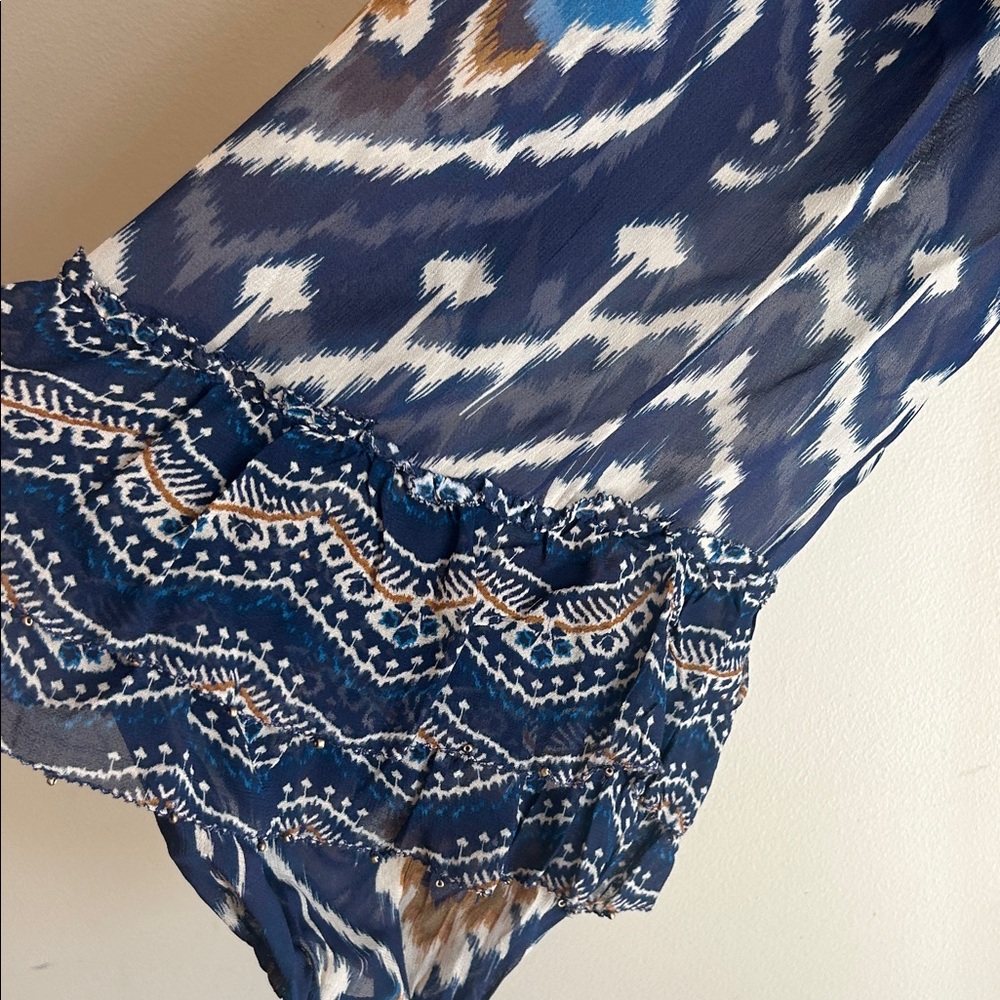 FARM Rio Pineapple Ikat Bohemian Blue and Brown  Maxi Dress NWT - Picture 3 of 6